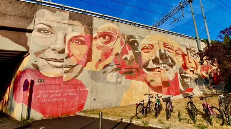 murales Enzo Jannacci, Giorgio Gaber, Ornella Vanoni, Dario Fo